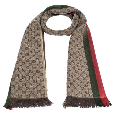 gucci striped wool and silk scarf